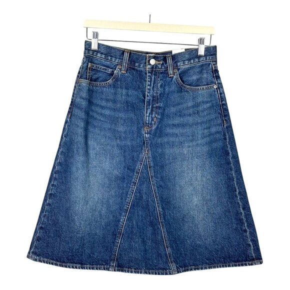 Denim Forum 90s Midi Denim Skirt Be About Dark Bleu Wash - Picture 5 of 15